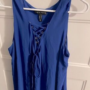 Love & Legend asymmetrical lace blue tank top size 18 for women
